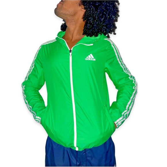 adidas Other - Adidas Vintage Super Rare Nylon Glanz Shiny Jacket Anorak Lime Green M